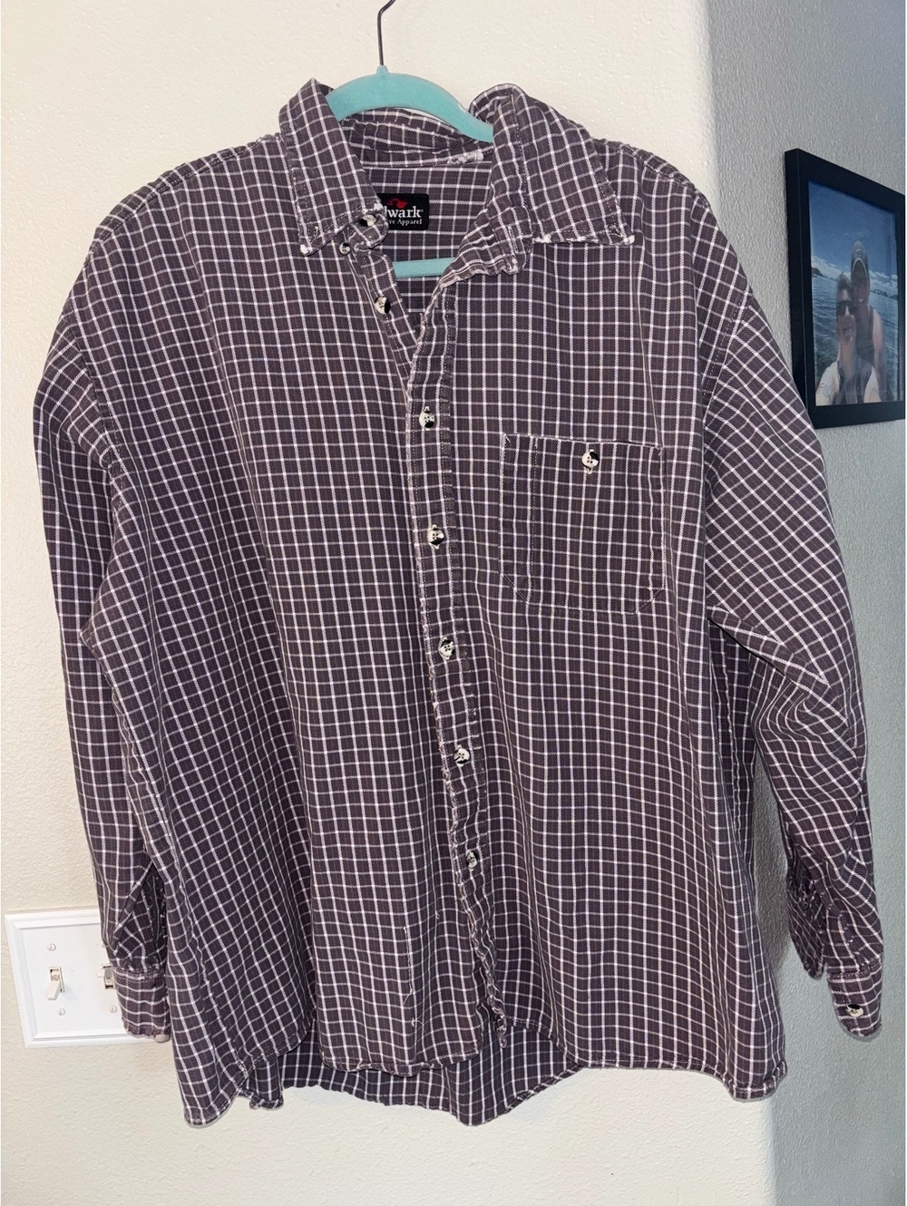 Bulwark FR Grid Check Long Sleeve Flame Resistant Work Button Shirt Men's XL